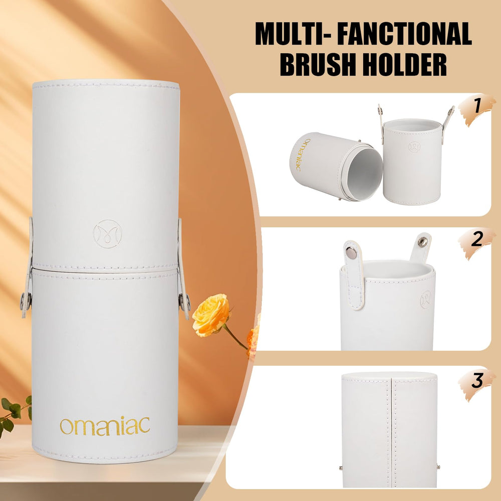 OMANIAC brushes beside a hand showing scale and easy portability benefit