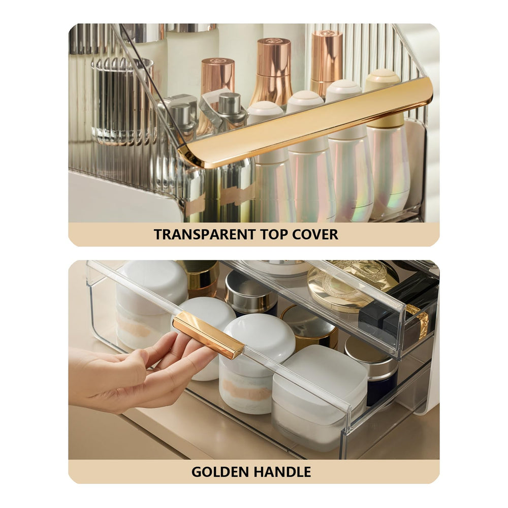 Omeily organizer in use with cosmetics displayed for quick access benefit