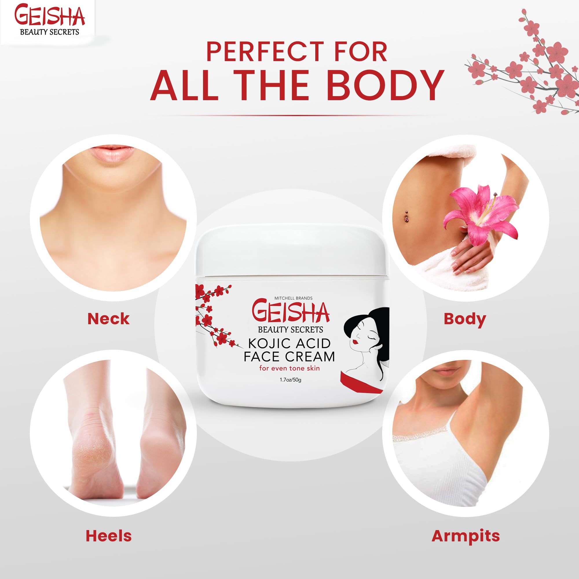 OMIC Geisha label close-up showing kojic and glycolic acids