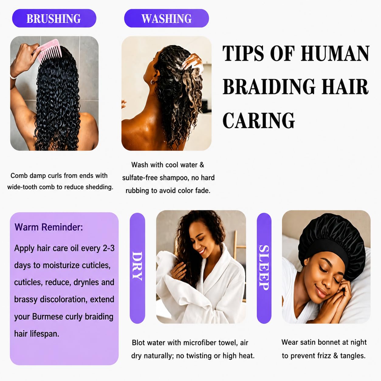 Omiliyah styling with diffuser on low heat showing safe gentle drying benefit