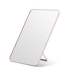 OMIRO pink desk mirror front view showing full 10x7 reflective surface and stylish finish for clear grooming