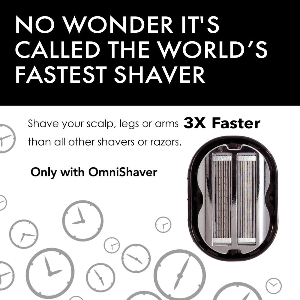 OmniShaver cartridge in hand for scale, compact design for easy handling