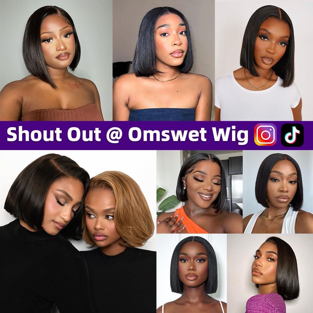 omswet back view showing tapered bob cut and natural movement