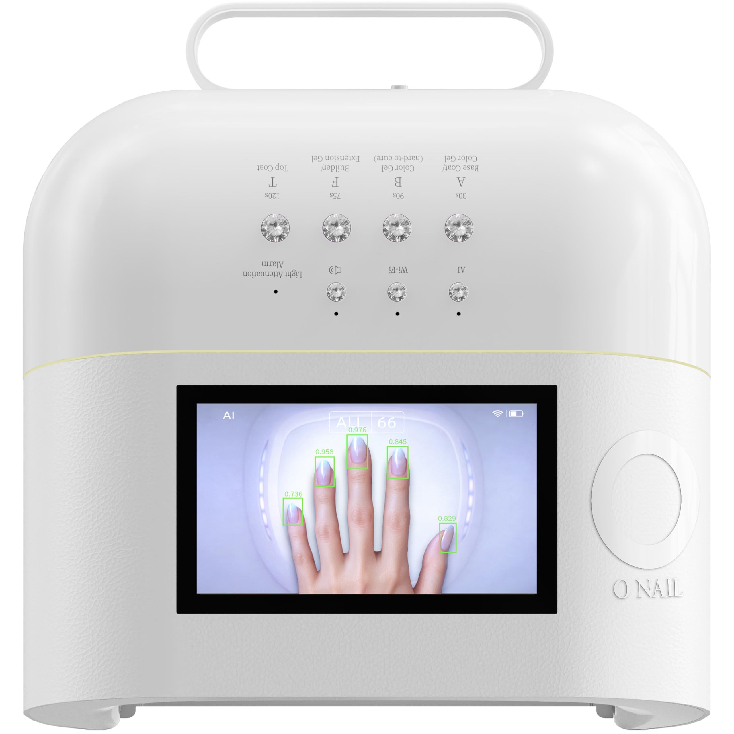 O NAIL front view of 73W lamp showing ergonomic design and quick access controls