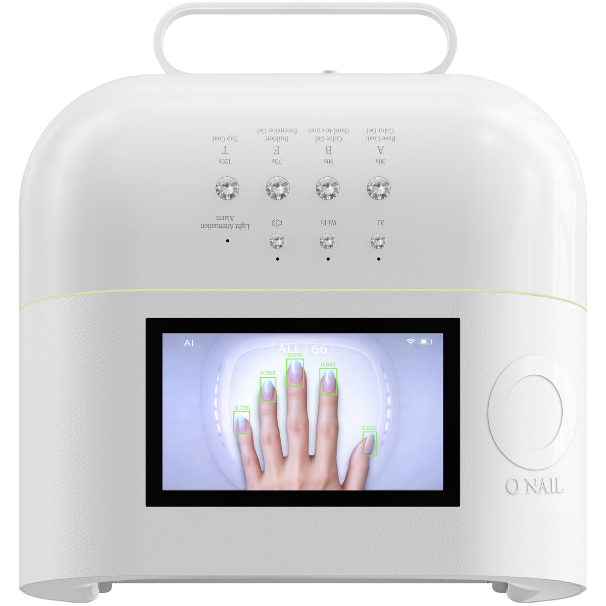 O NAIL front view of 73W lamp showing ergonomic design and quick access controls