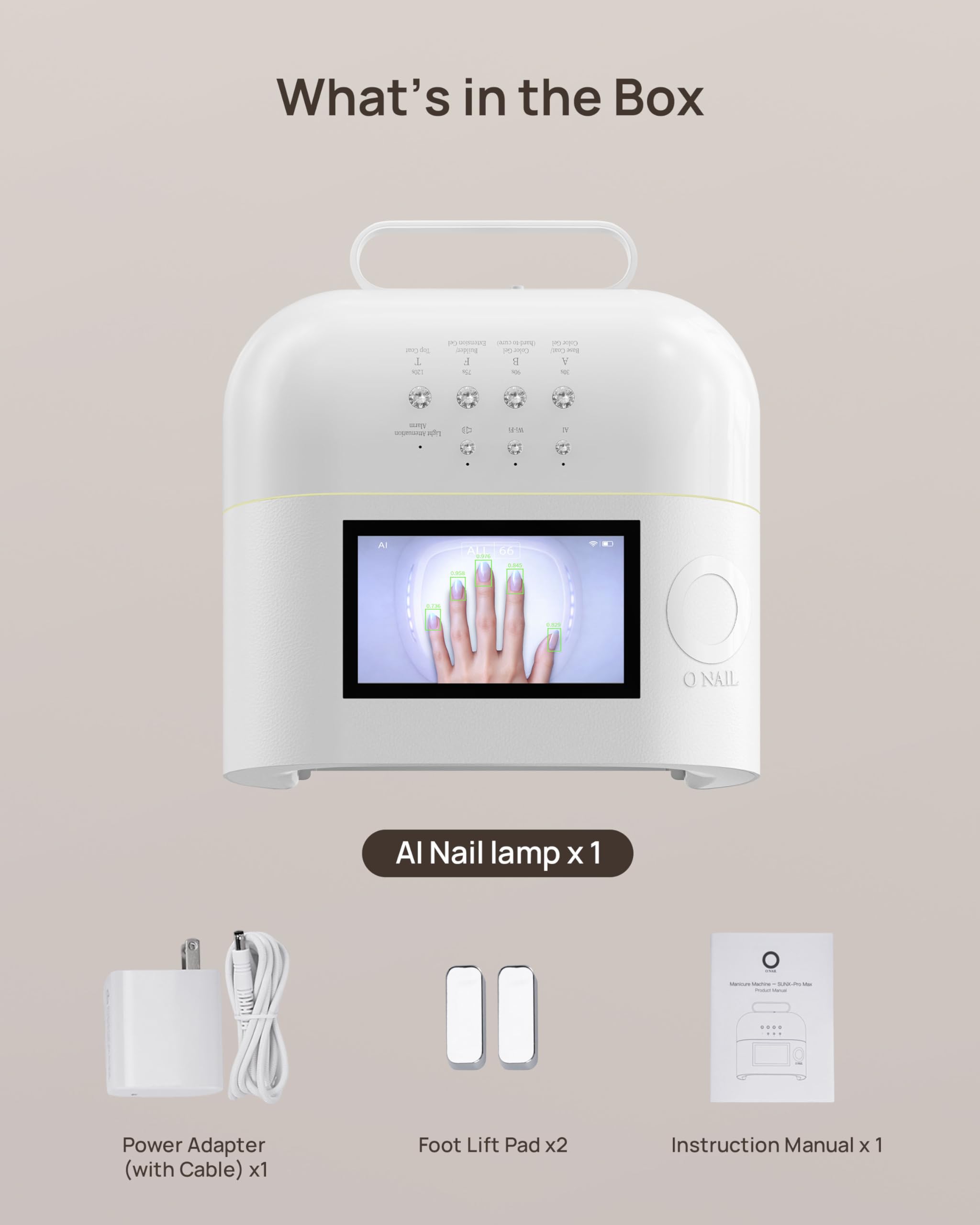 O NAIL scale comparison with hand showing size and comfortable finger placement