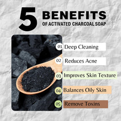 One With Nature close-up of charcoal soap texture highlighting gentle exfoliation