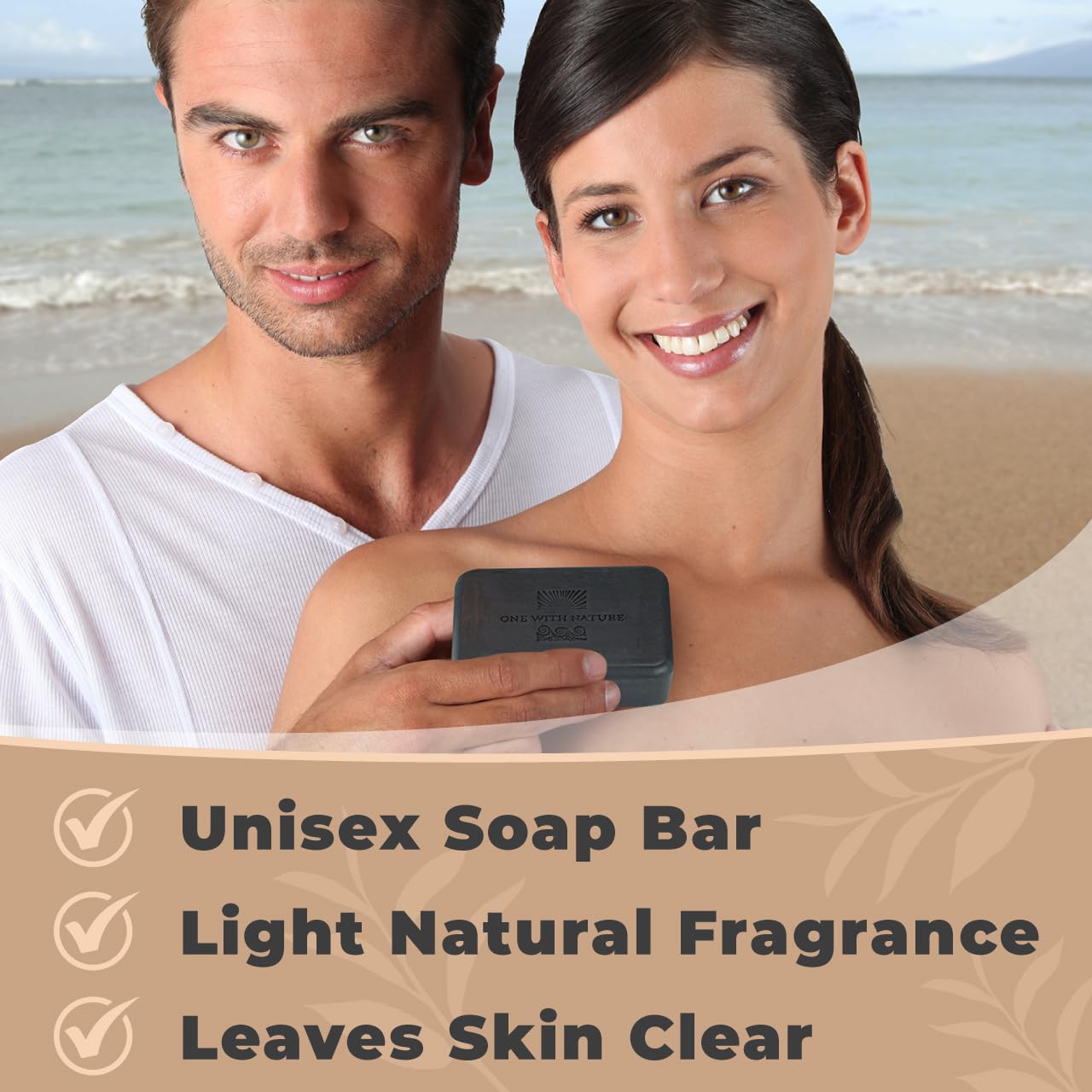 One With Nature ingredient label with Dead Sea salt, shea butter benefits