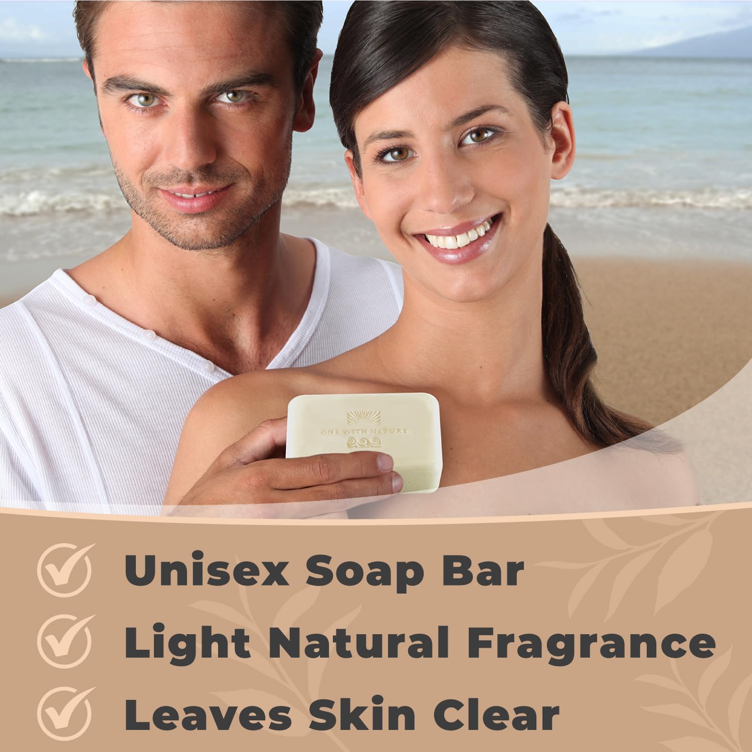 One With Nature soap held in hand illustrating the large 7oz size