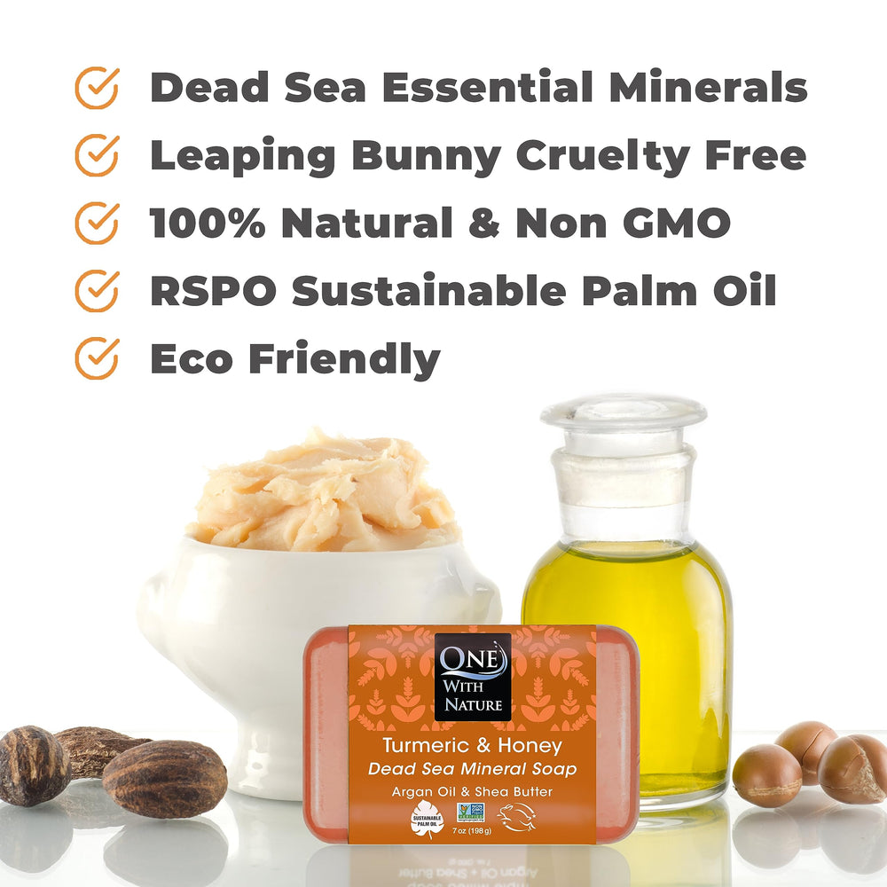One With Nature hand creating creamy lather, demonstrates moisturizing and non-drying cleansing
