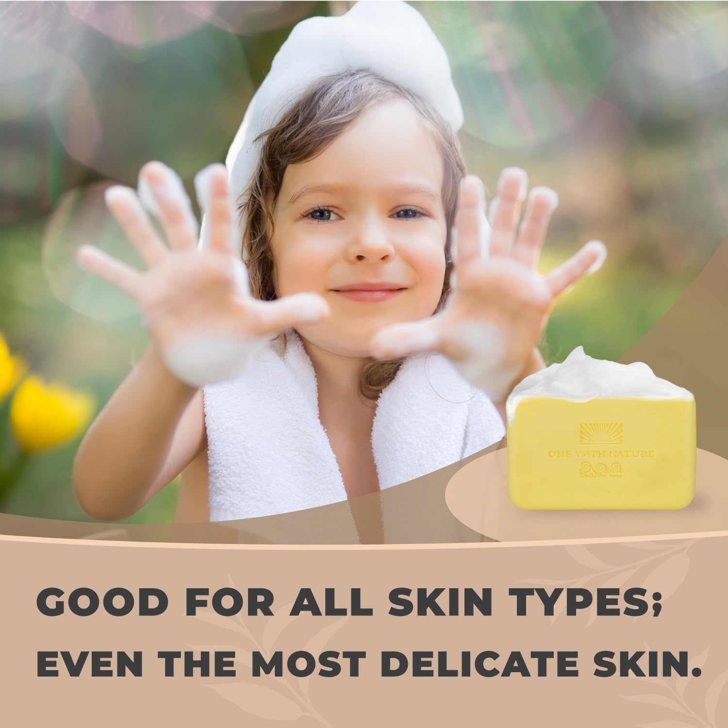 One With Nature label and ingredient panel visible, emphasizes plant-based formula