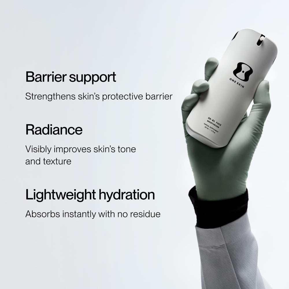 OneSkin cream texture close-up highlighting smooth formula for gentle absorption