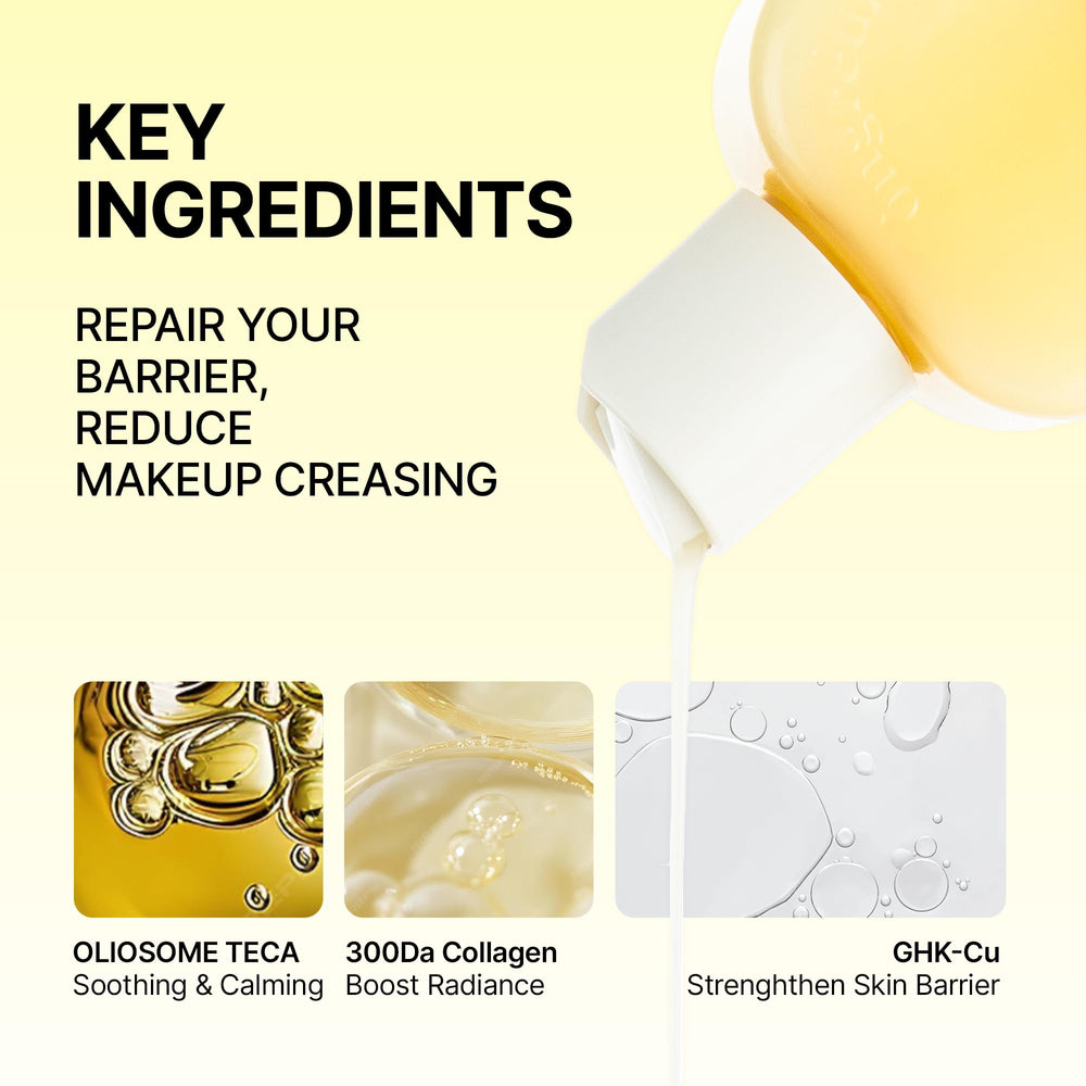 ONGREDIENTS bottle beside Centella leaves emphasizing natural calming benefit
