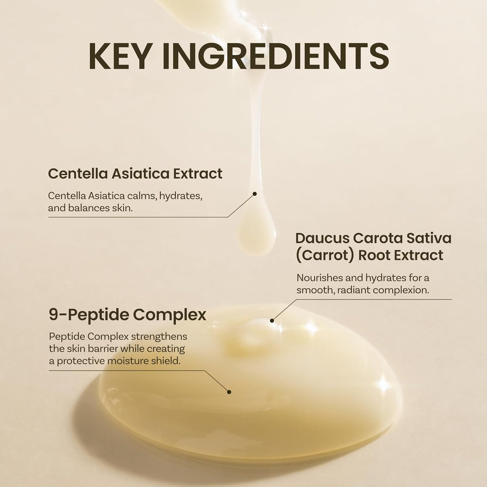 ONGREDIENTS pump dispensing swatch on hand demonstrating easy absorption