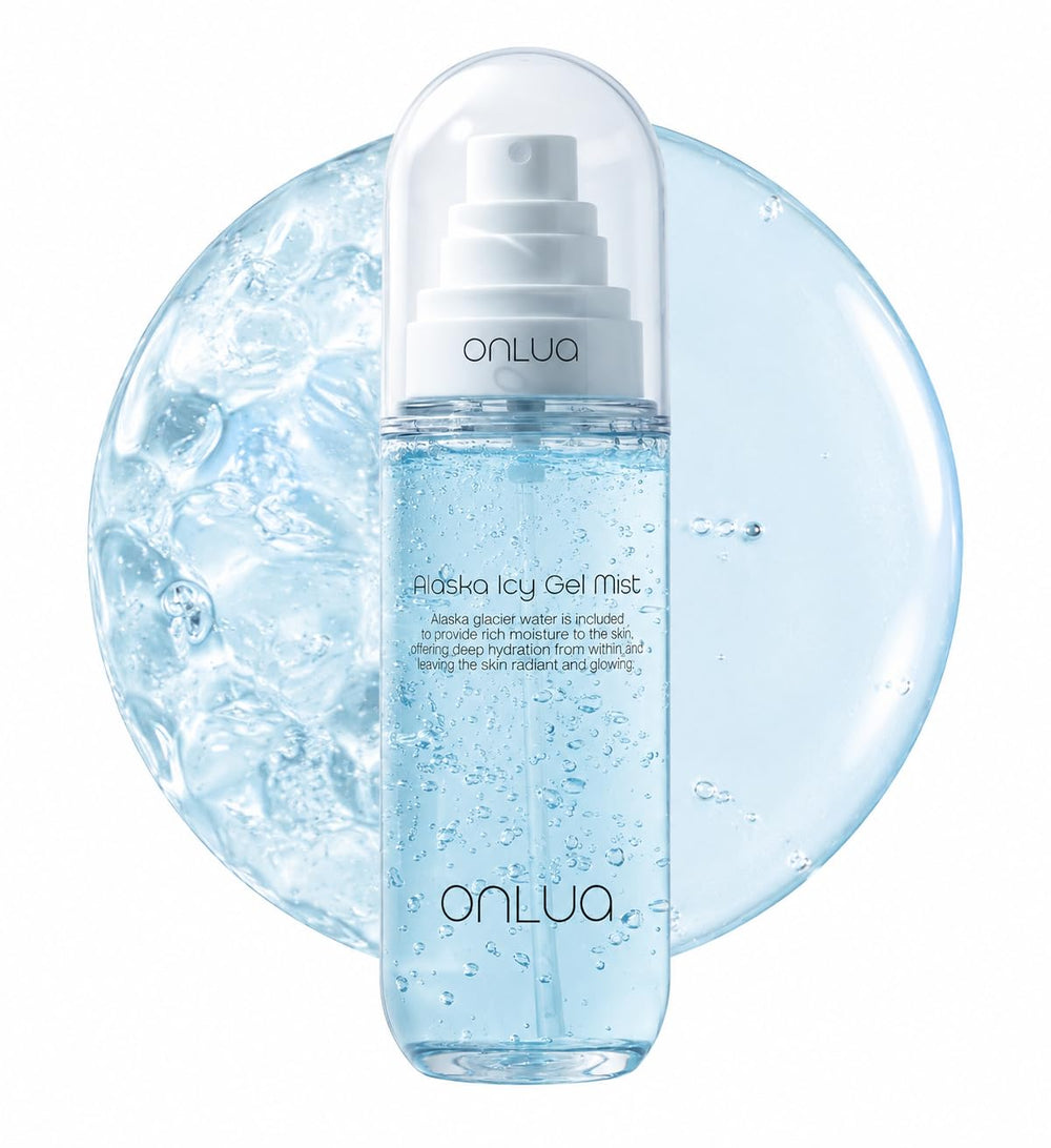 Onlua front bottle showing cooling gel mist for instant hydration