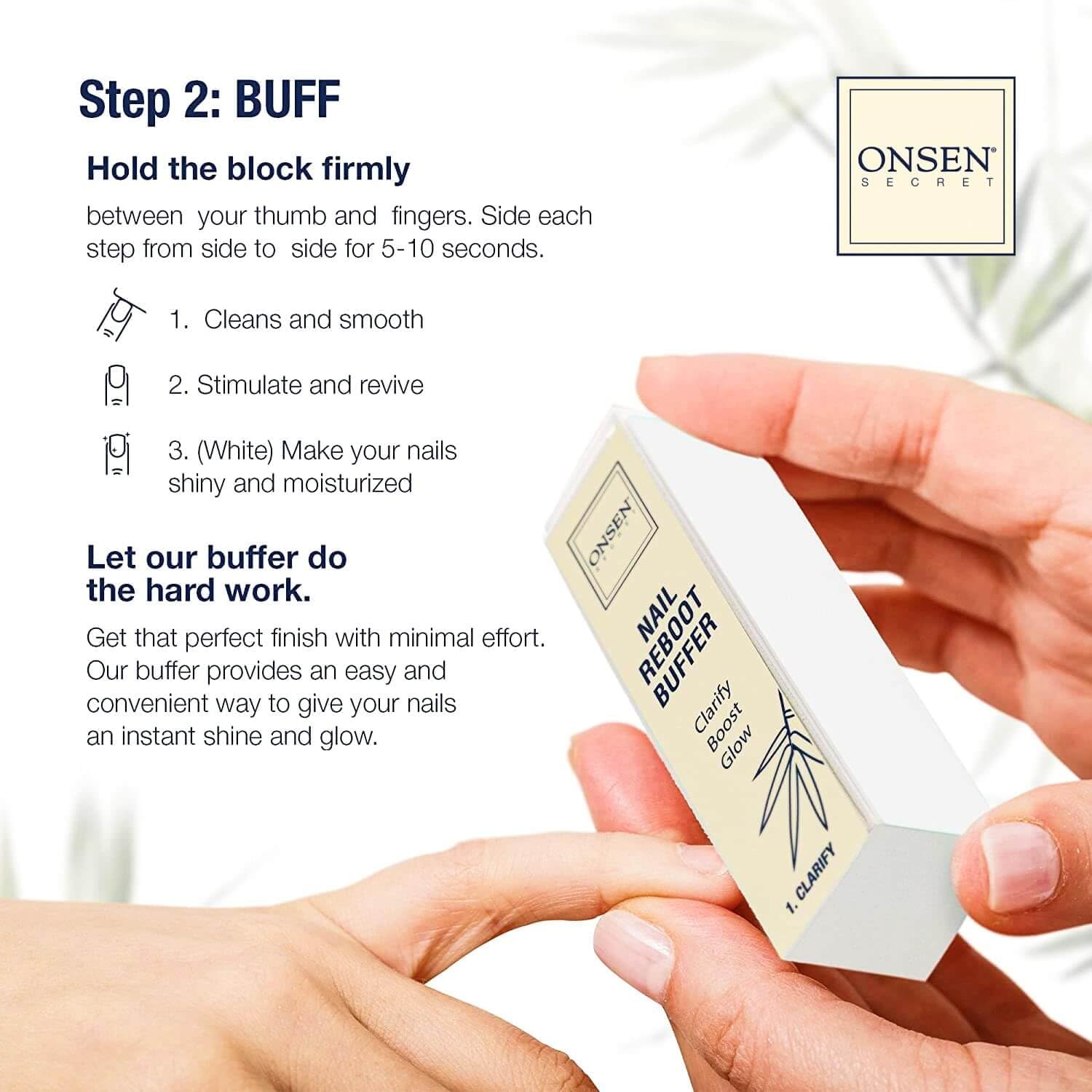 ONSEN serum pump in hand applying nourishment for healthier nails