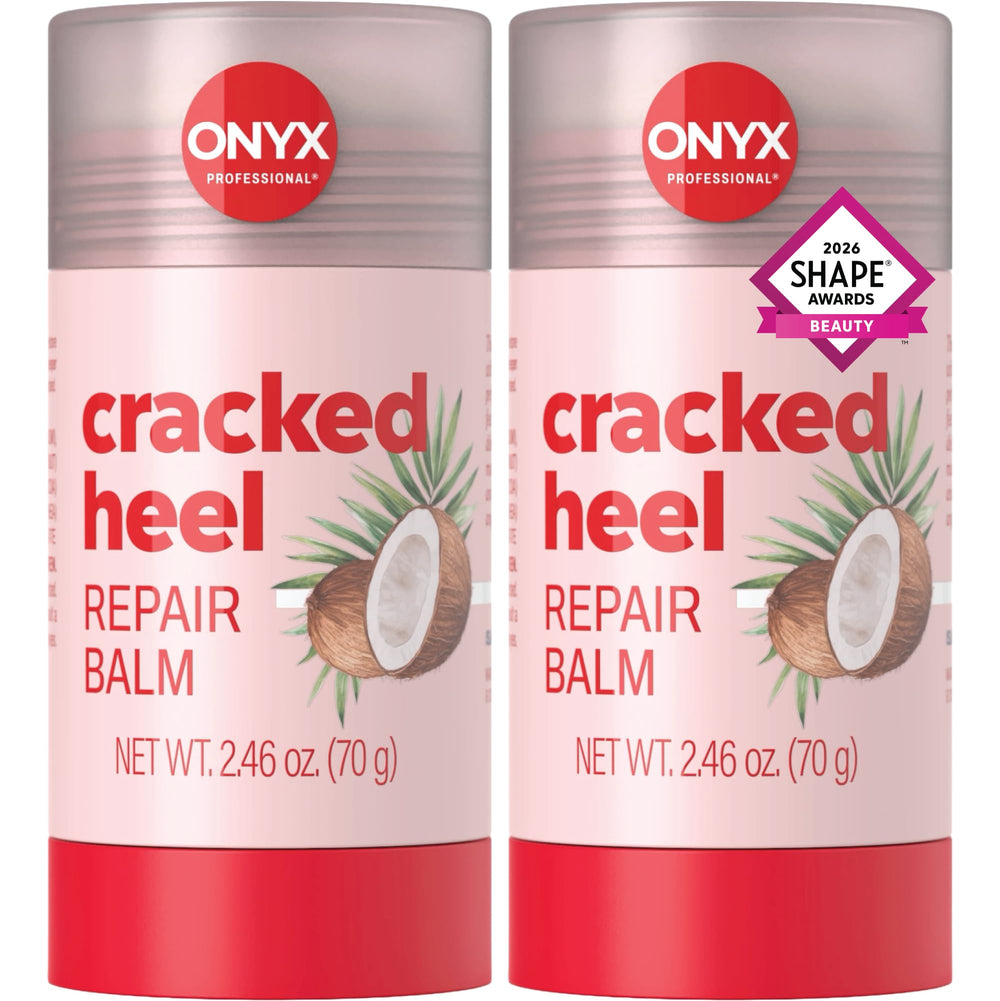 Onyx Professional front packaging showing two coconut heel balm sticks for instant hydration