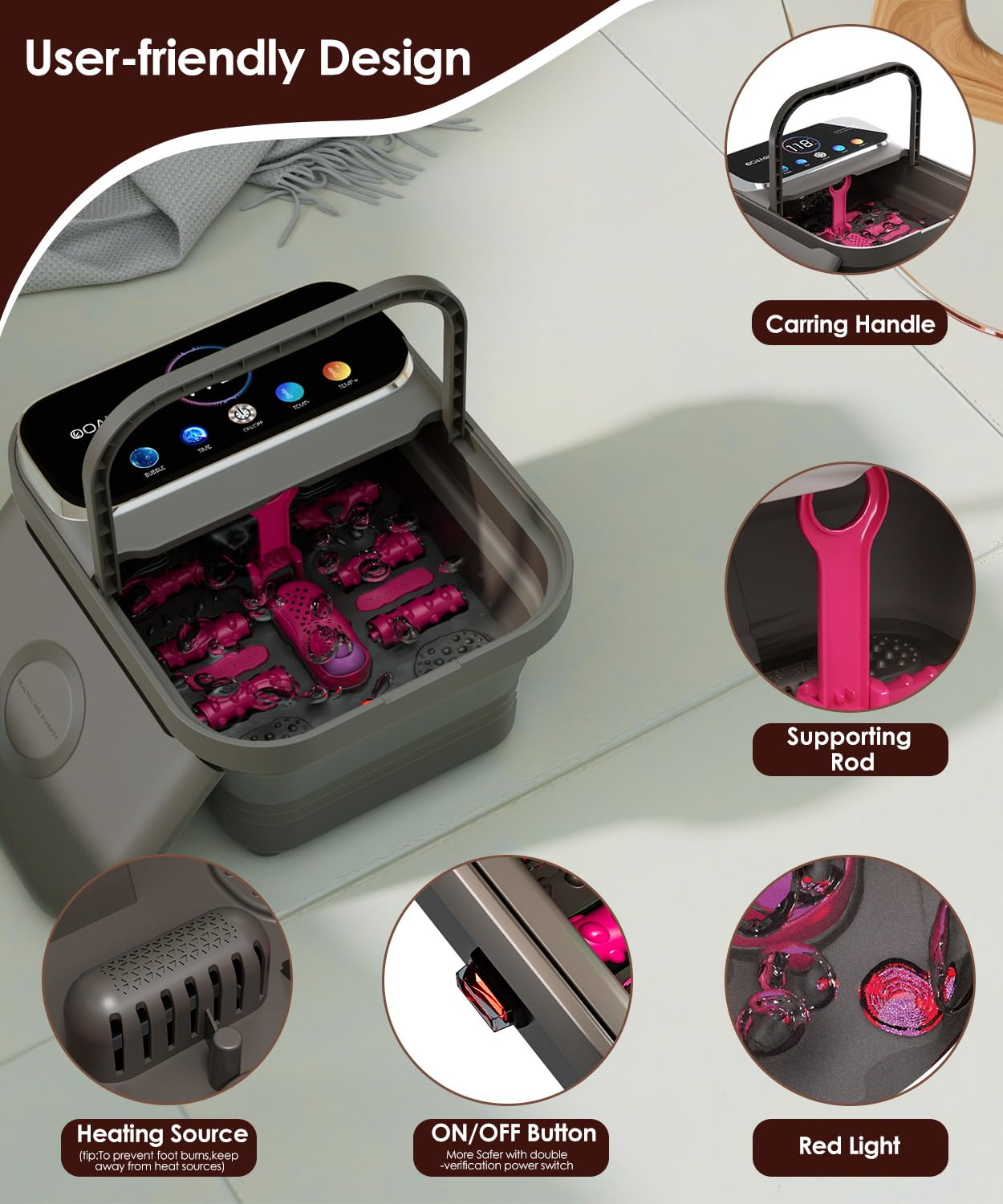OOAMBB bubble jets active during soak to boost circulation and comfort