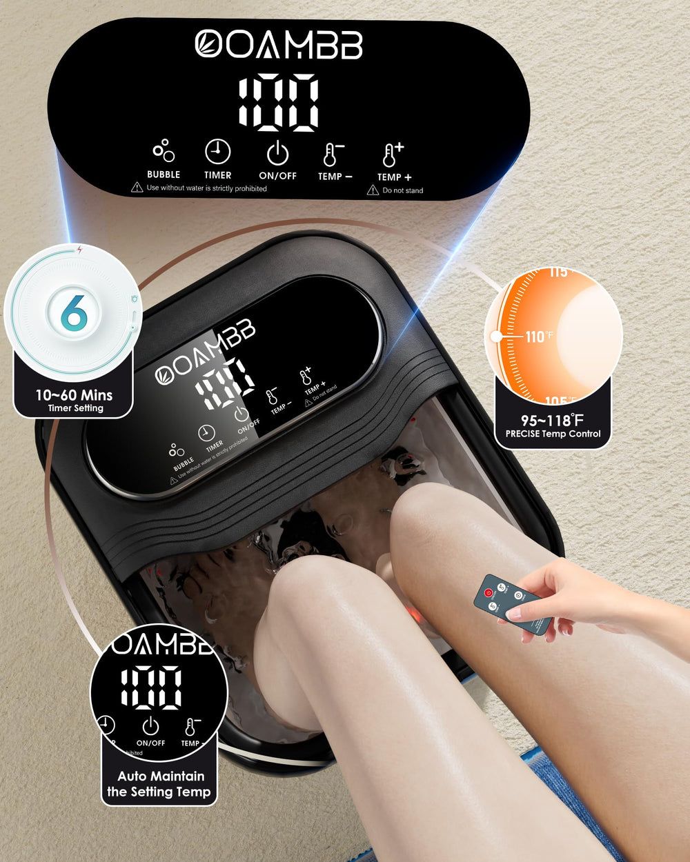 OOAMBB massage rollers and removable pedicure stone close-up for targeted foot care