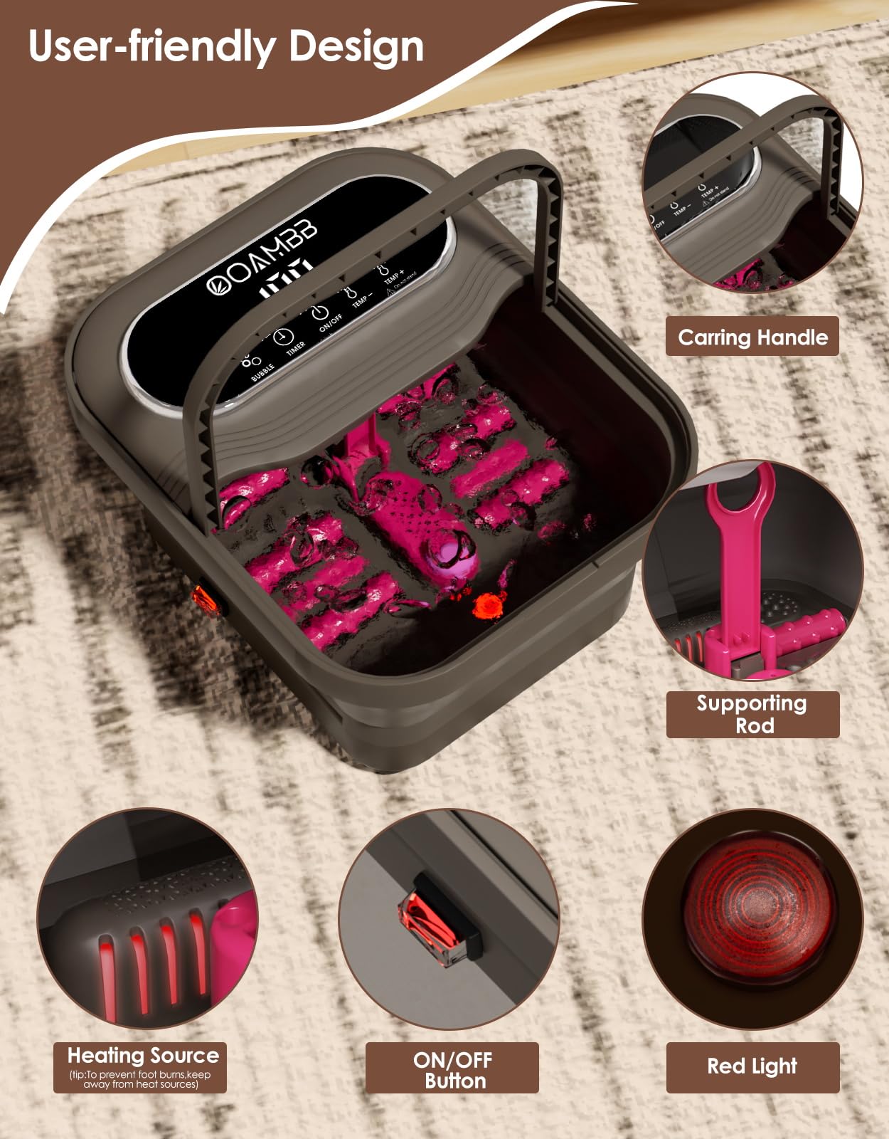 OOAMBB removable pedicure stone detail for at-home exfoliation