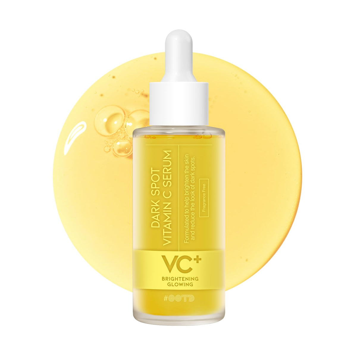 #OOTD bottle front packaging showing label and brightening benefit