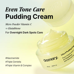 OOZNARY label highlighting Vitamin C, glutathione and niacinamide benefits