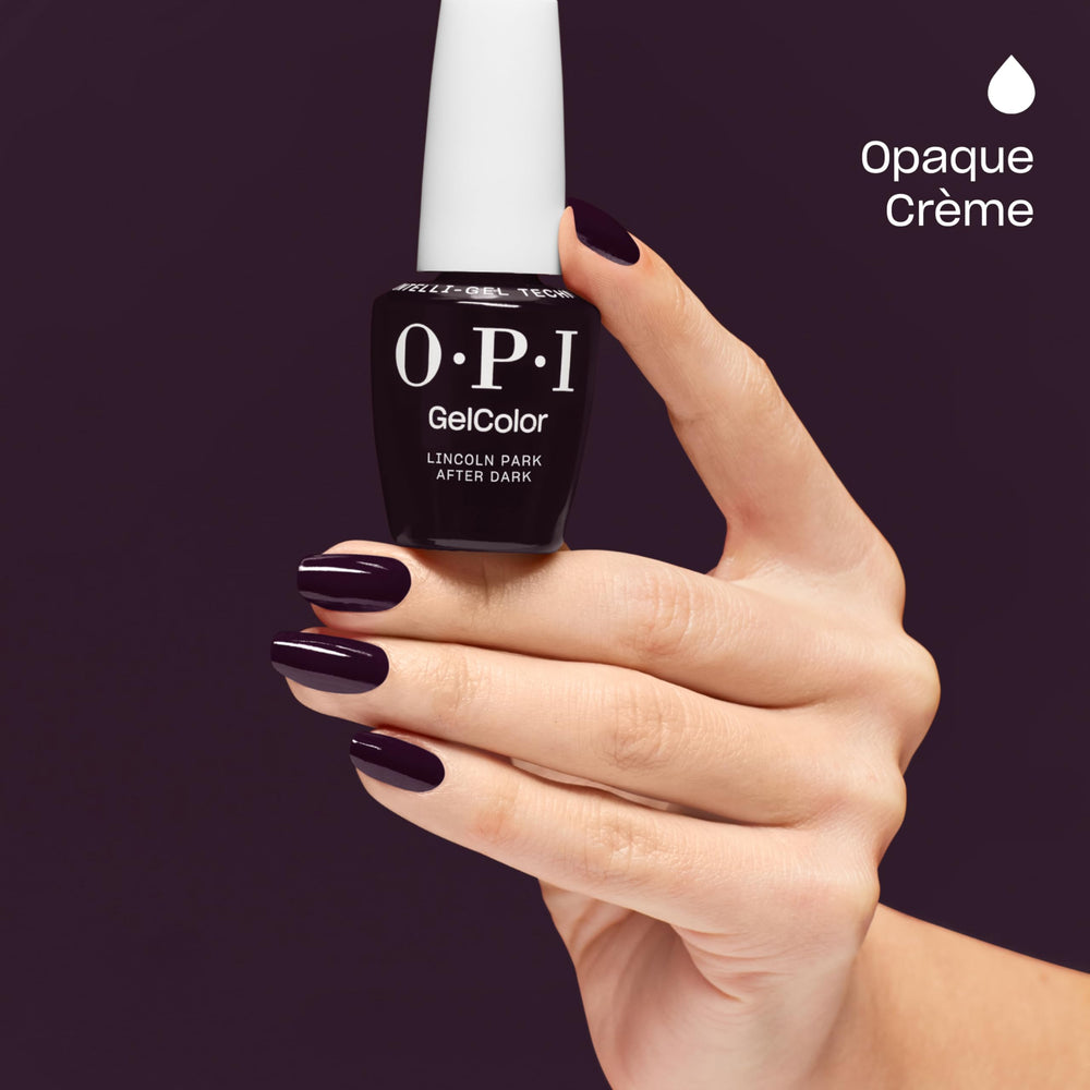 OPI swatch palette with Lincoln Park After Dark showing true dark purple tone