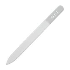 OPI crystal glass file front view showing sleek shape and precise edge benefits
