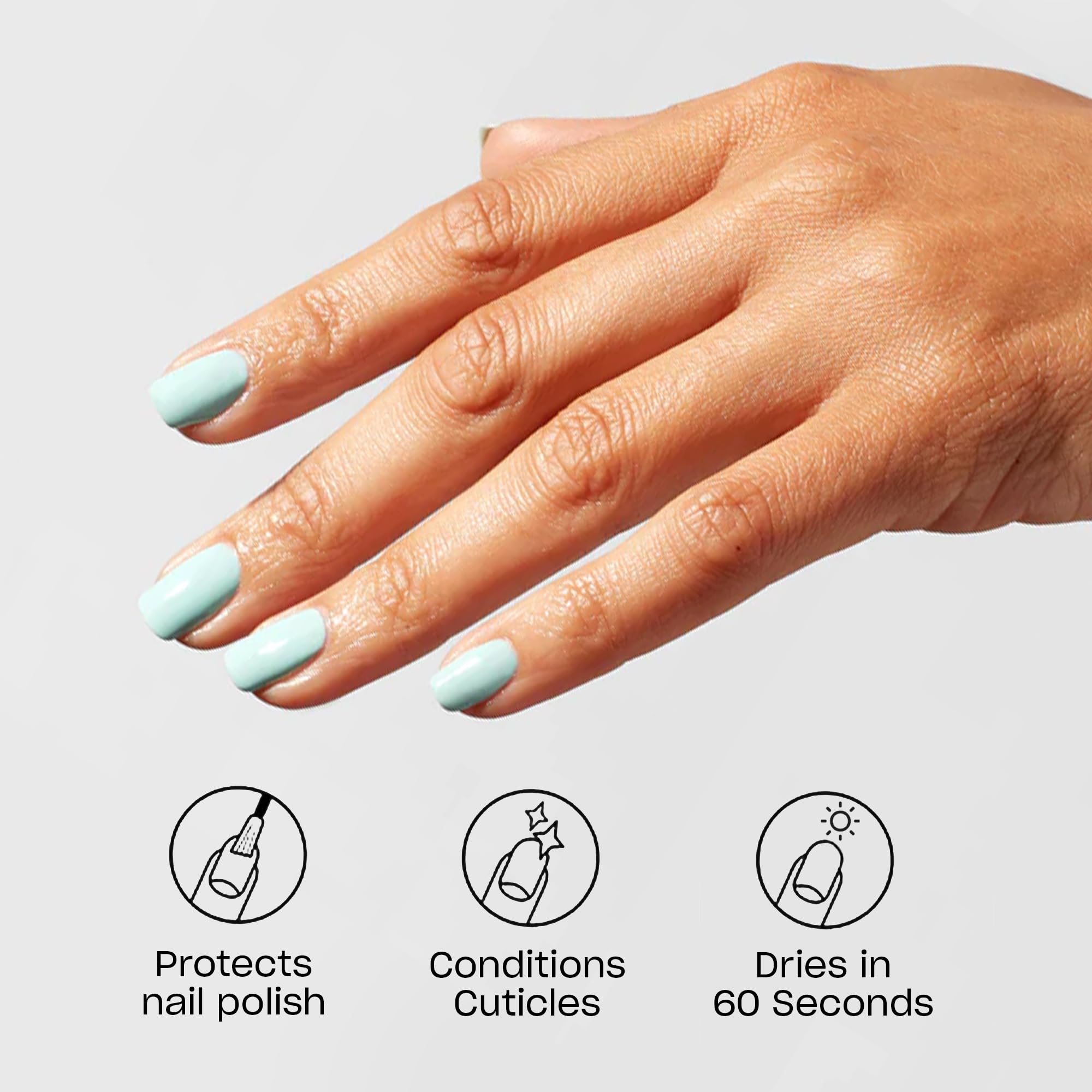 OPI drip dry being applied to a painted nail, speeding dry time benefit