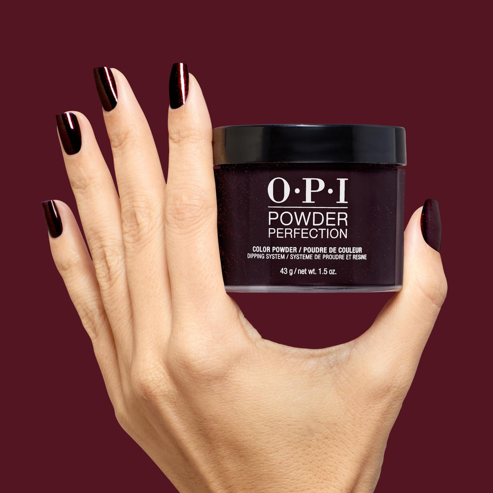 OPI finished nails closeup showing high-shine, chip-resistant vampy purple finish