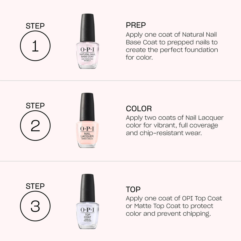 OPI four mini bottles styled in lifestyle scene for travel and everyday use