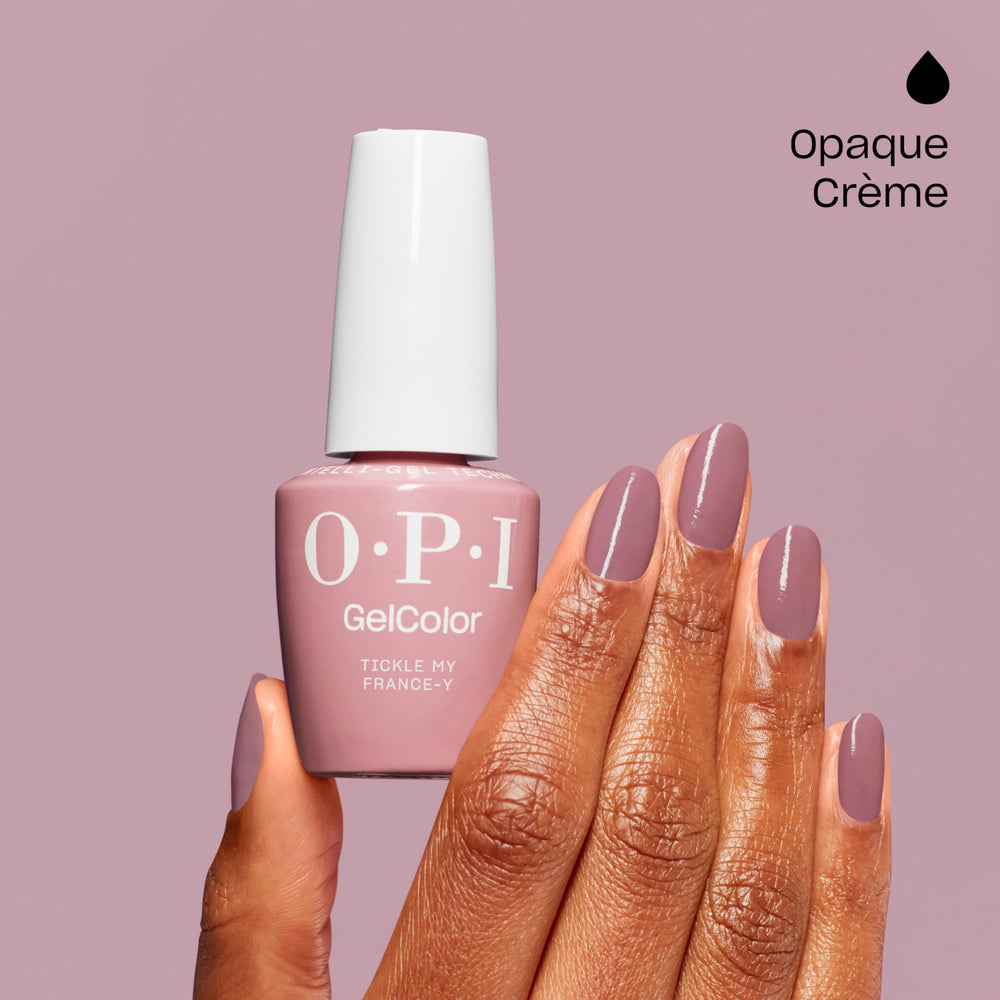 Hands wearing OPI Tickle My France-y for a natural, long-lasting look