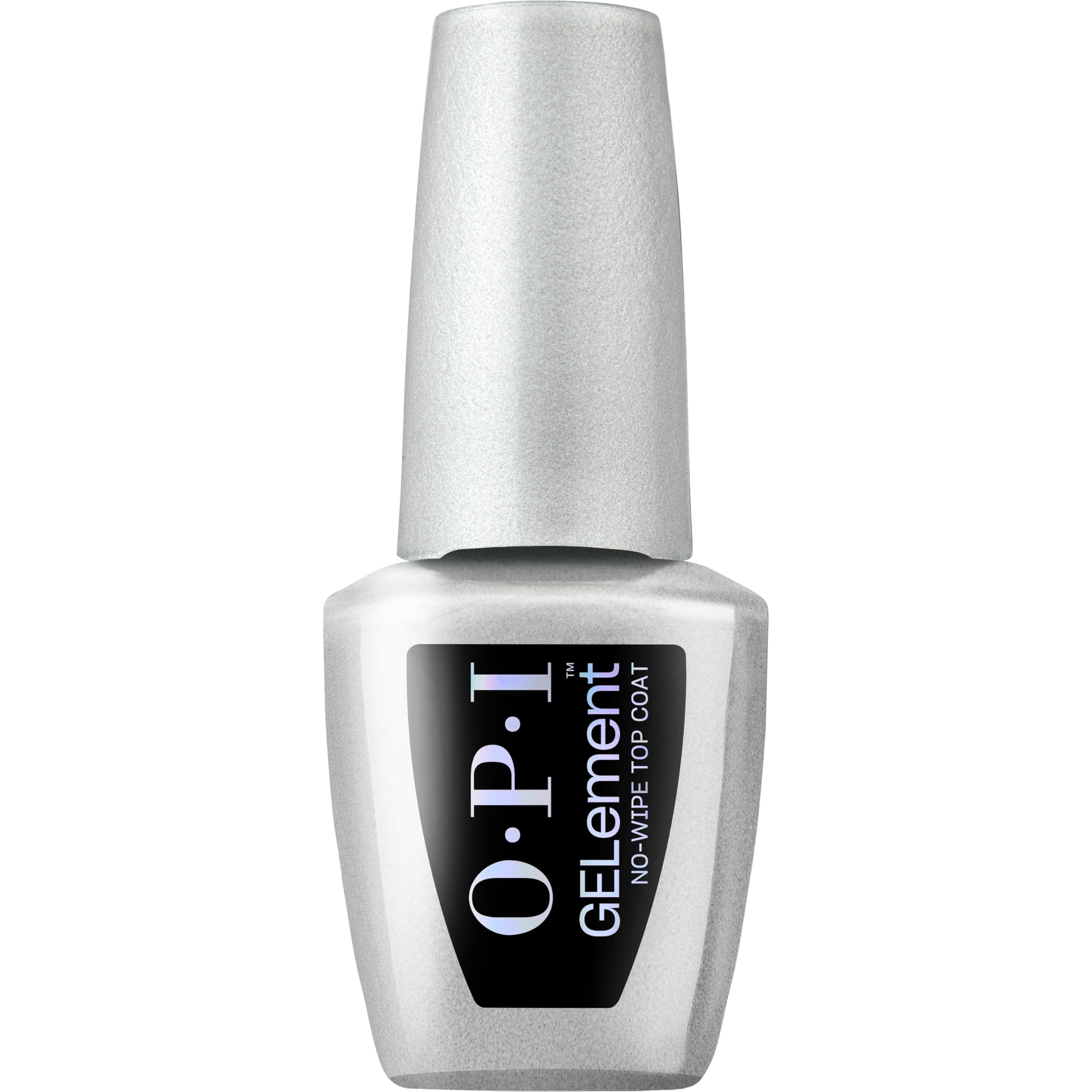 OPI GELement bottle front view showing clear top coat and branding benefit shine
