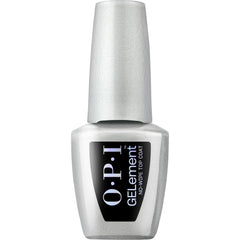 OPI GELement bottle front view showing clear top coat and branding benefit shine