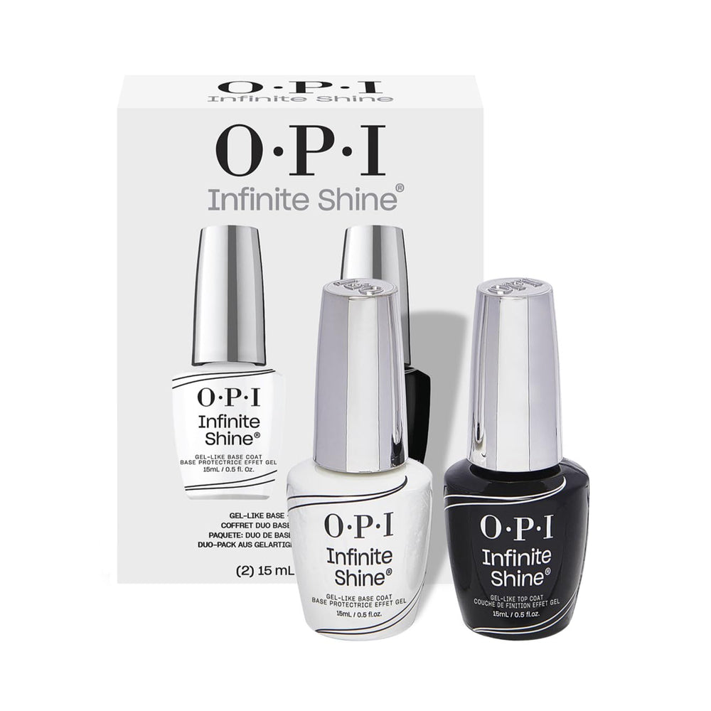 OPI Infinite Shine front packaging showing duo set and professional finish