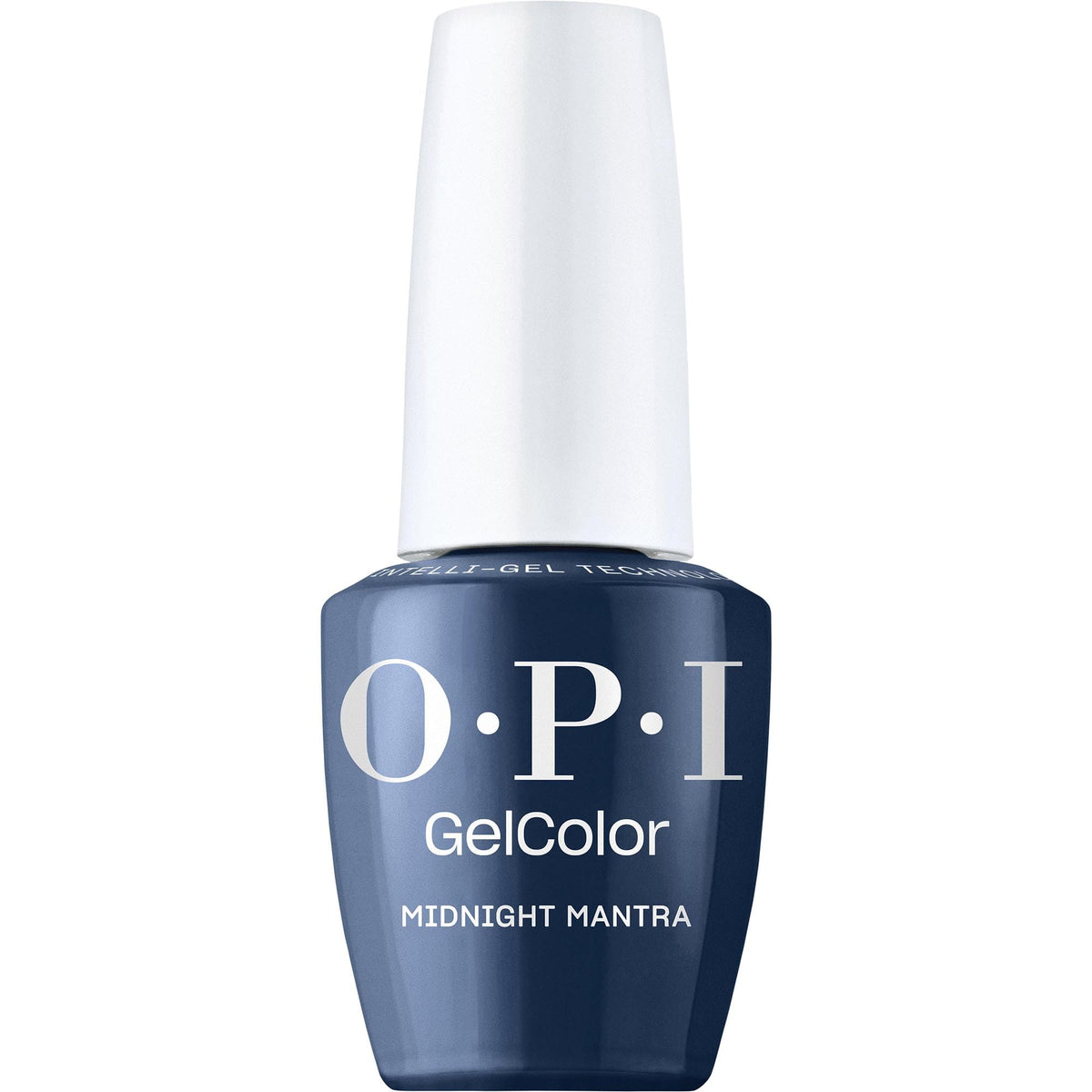 OPI Midnight Mantra front bottle showing deep navy color and professional finish