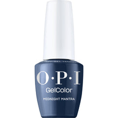 OPI Midnight Mantra front bottle showing deep navy color and professional finish