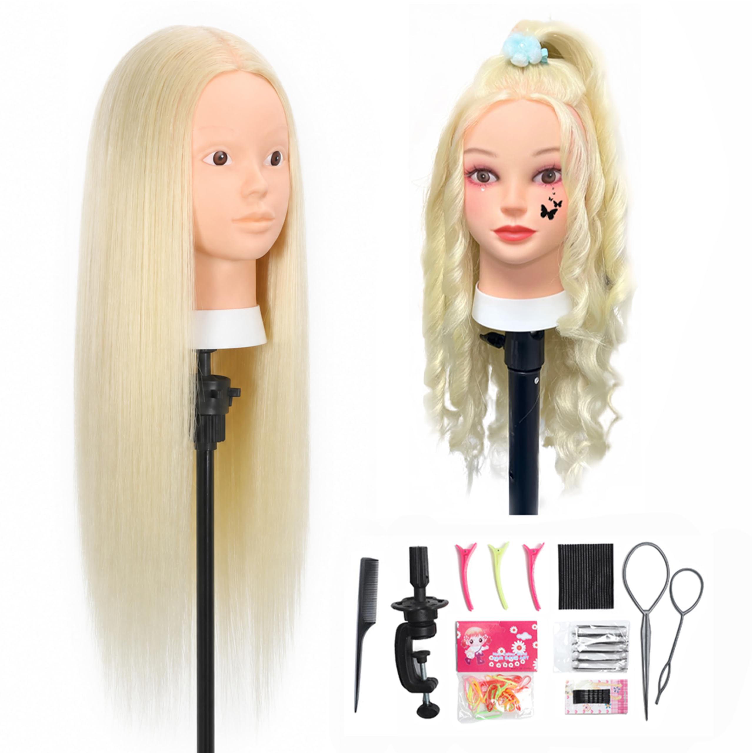 Opini front view showing full blonde hair and realistic scalp for practice
