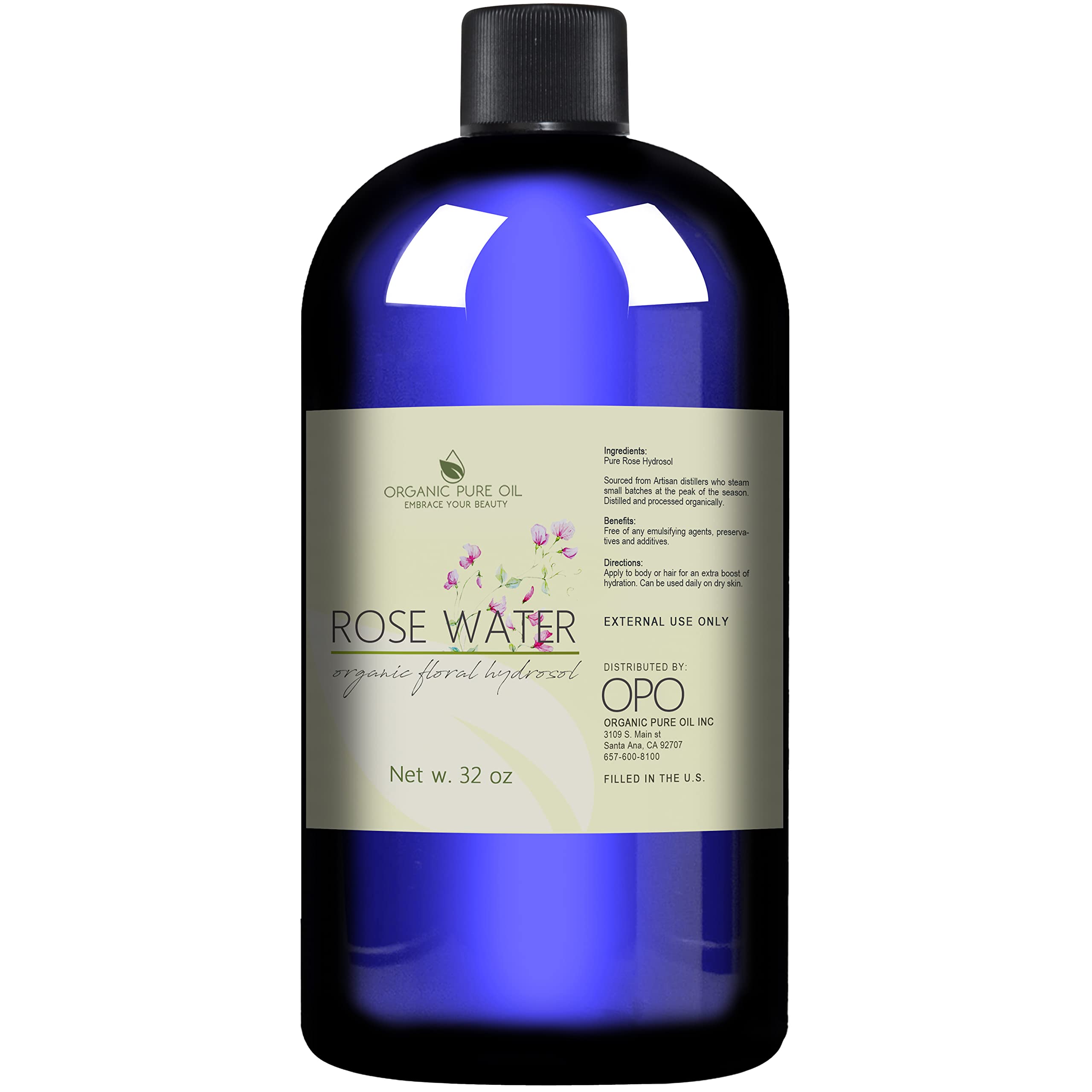 OPO rose hydrosol close-up droplets highlighting pure water texture and hydration