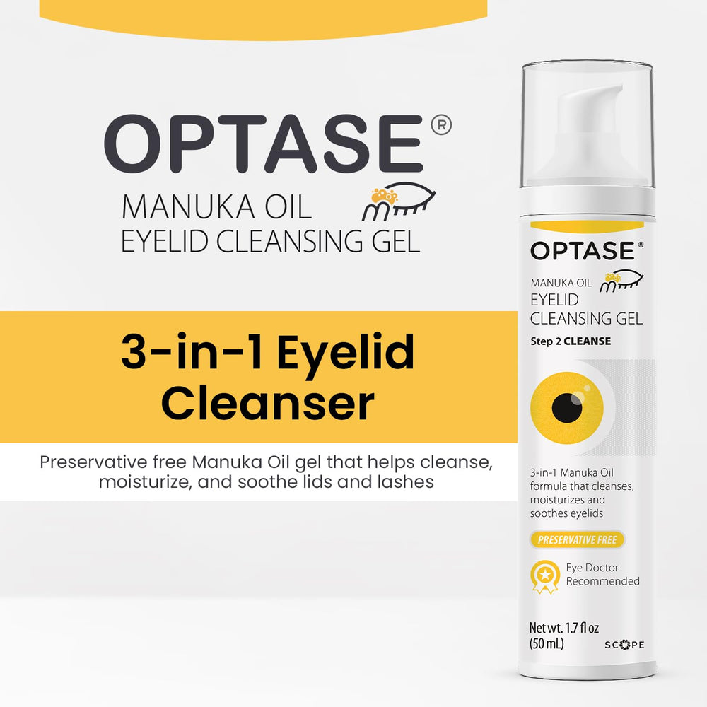 OPTASE foaming gel on fingertip demonstrating gentle application and effective cleansing