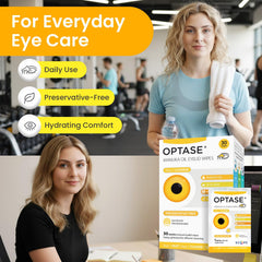 Optase wipe in hand showing size and easy single-hand use