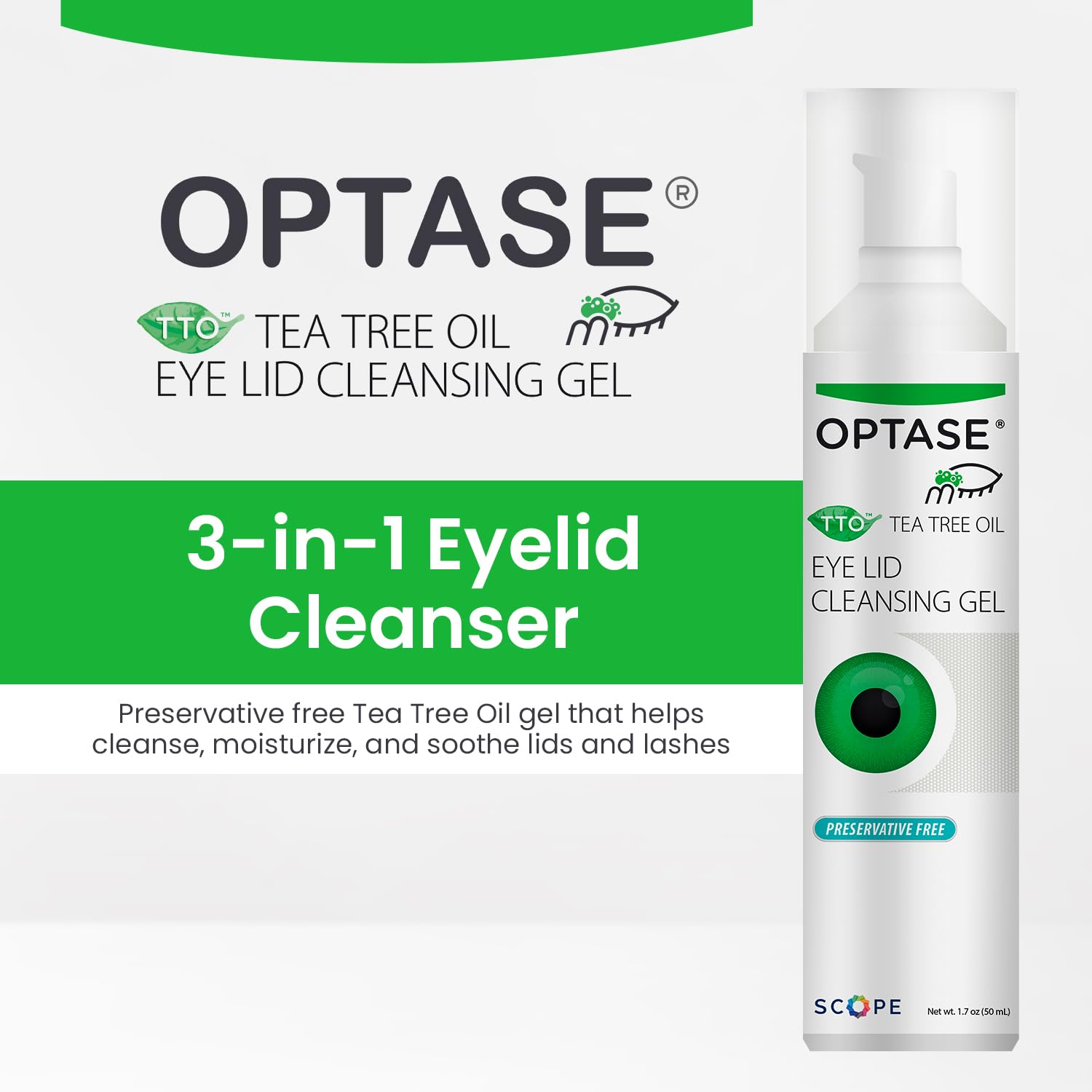 Optase applied to fingertip ready for eyelid cleansing to control amount used