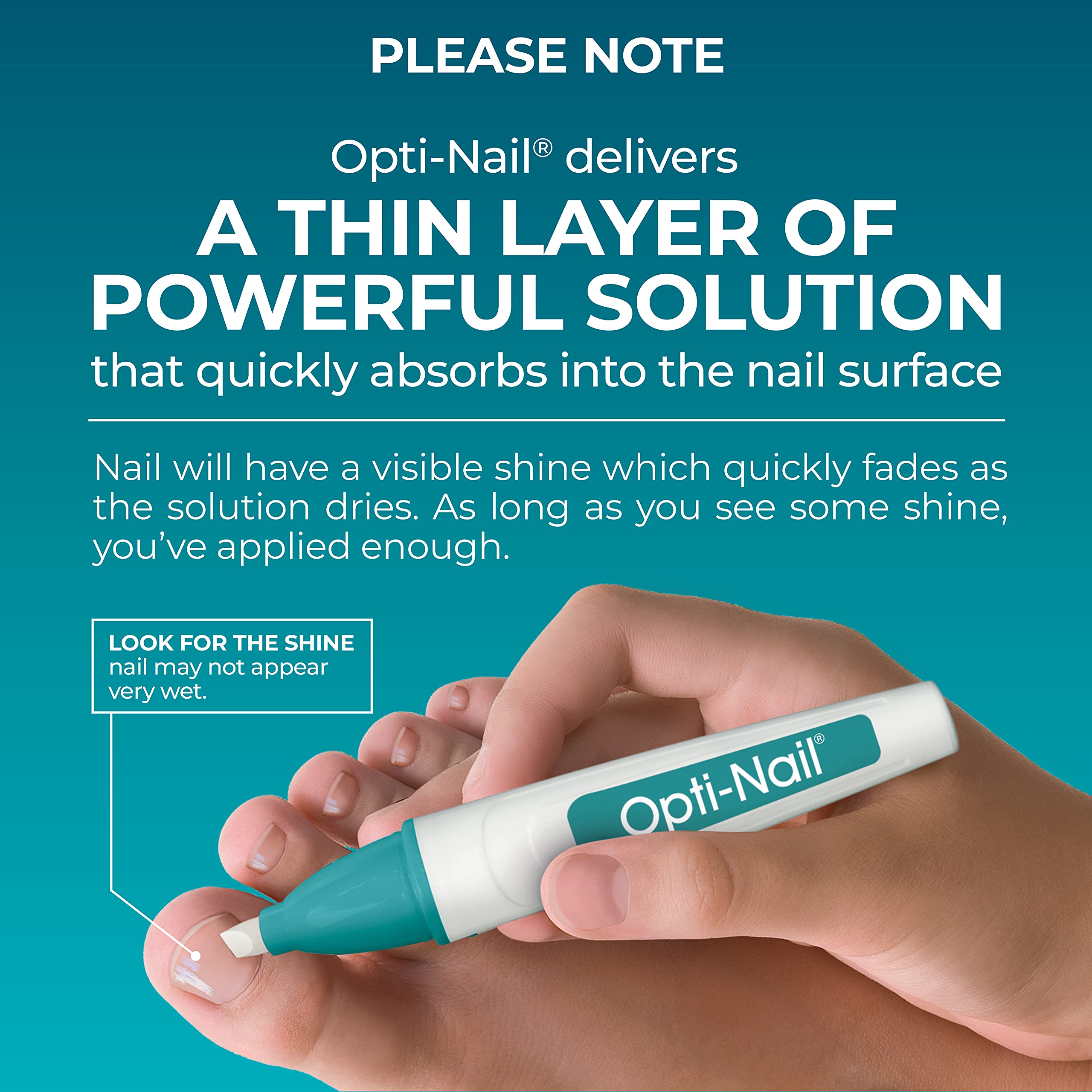 Opti-Nail cap and tip detail showing leak-proof secure closure