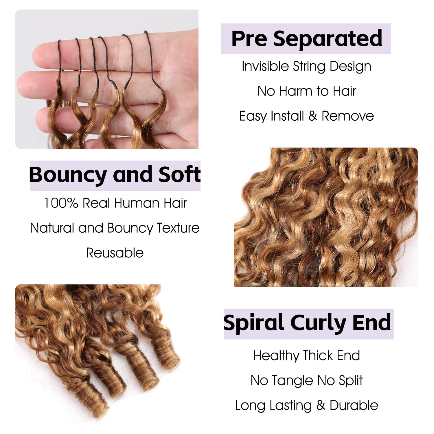 OQ hair detail of pre-separated strands for faster knotless crochet installation