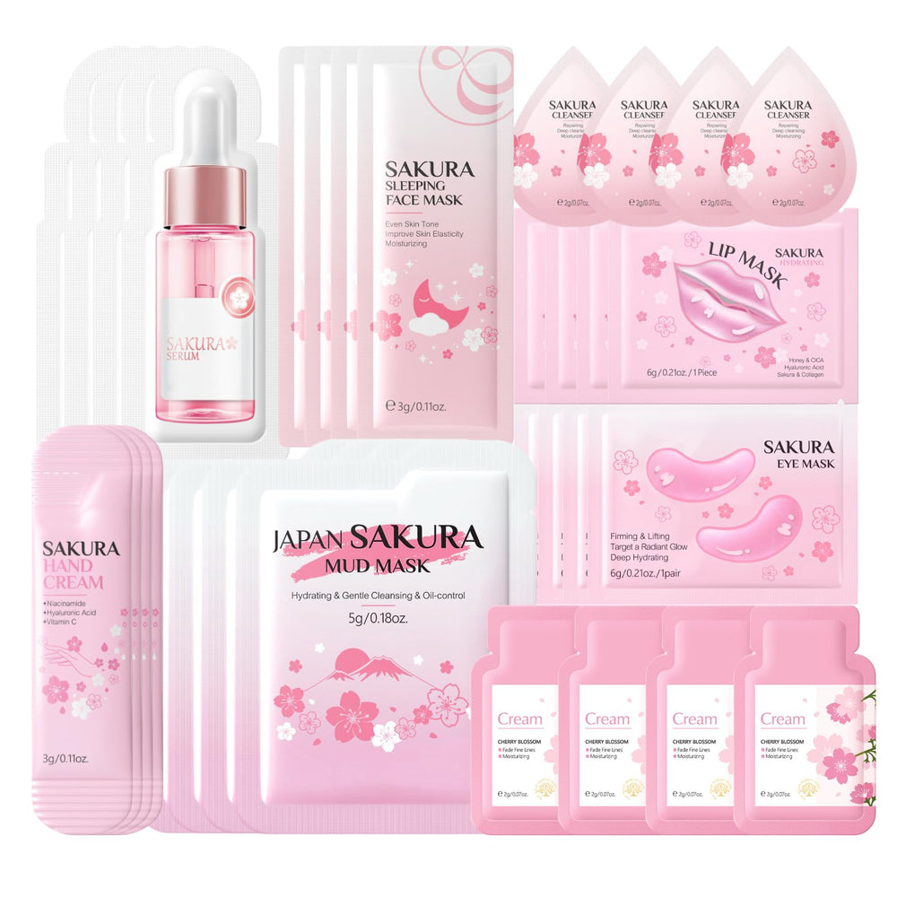 Oramanou front packaging showcasing sakura travel skincare set and easy packing benefit