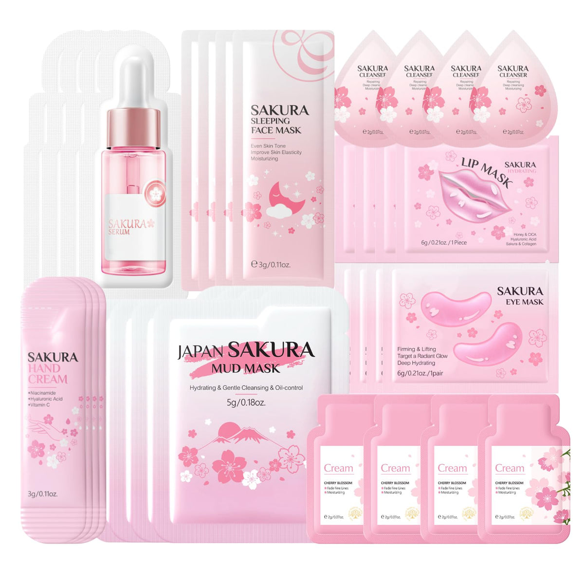 Oramanou front packaging showcasing sakura travel skincare set and easy packing benefit