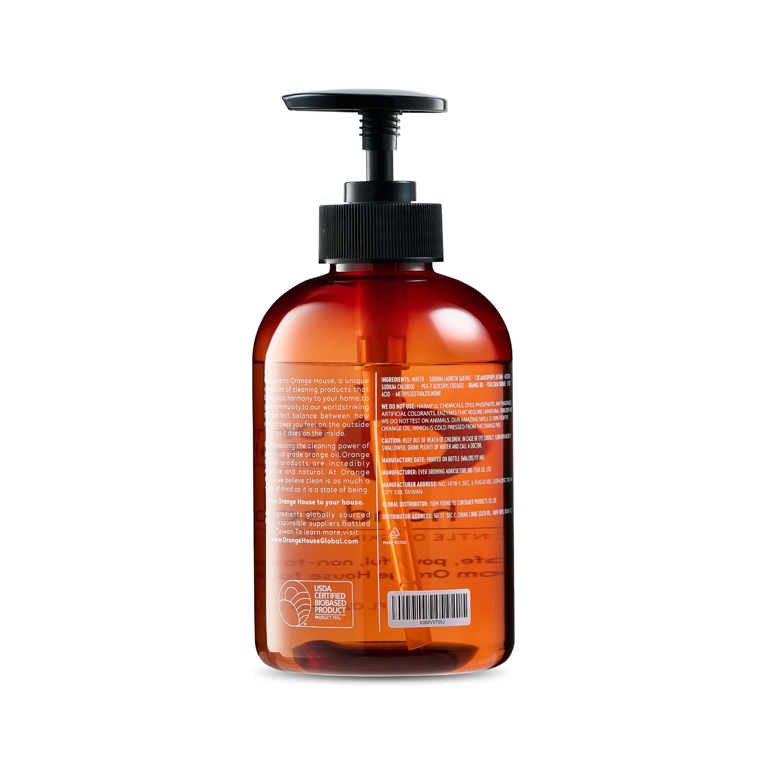 ORANGE HOUSE recyclable packaging and label underscoring eco-friendly choice