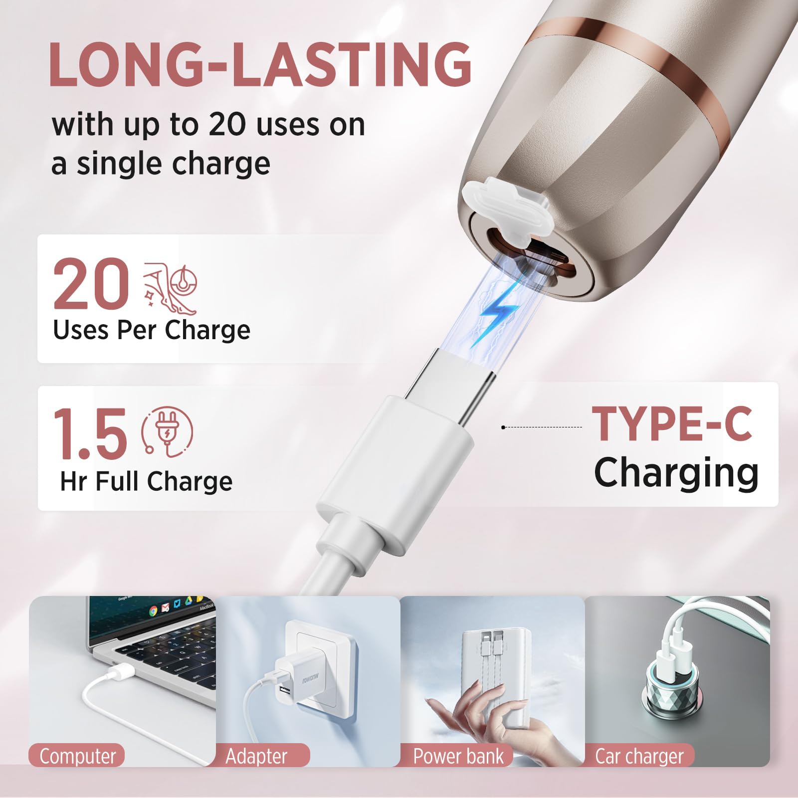 Orchrose accessories laid out including charging cable and brush for complete grooming kit