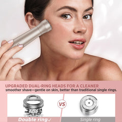 Orchrose razor held in hand to show size and portability for travel convenience