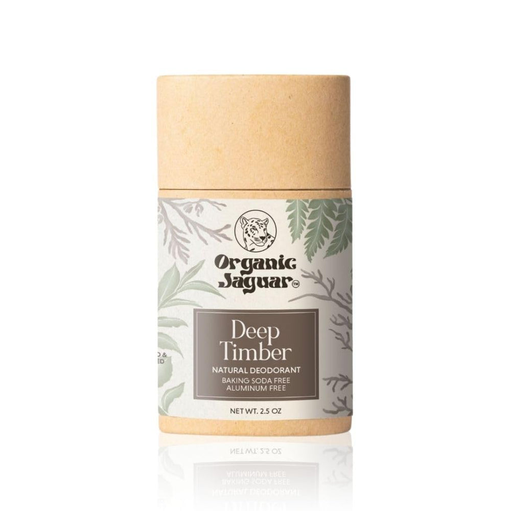 Organic Jaguar front packaging showing stick and scent name, convenient travel size benefit
